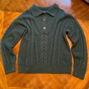 Old Navy Dark Green button up Recycled knit Sweater size large